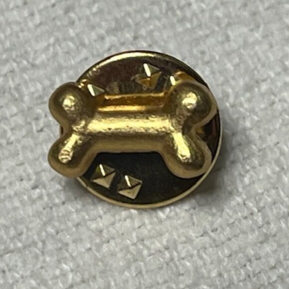 VTG Dog Bone Gold Tone Hat Vest Lapel Butterfly Clutch Pin .5" - Picture 1 of 8